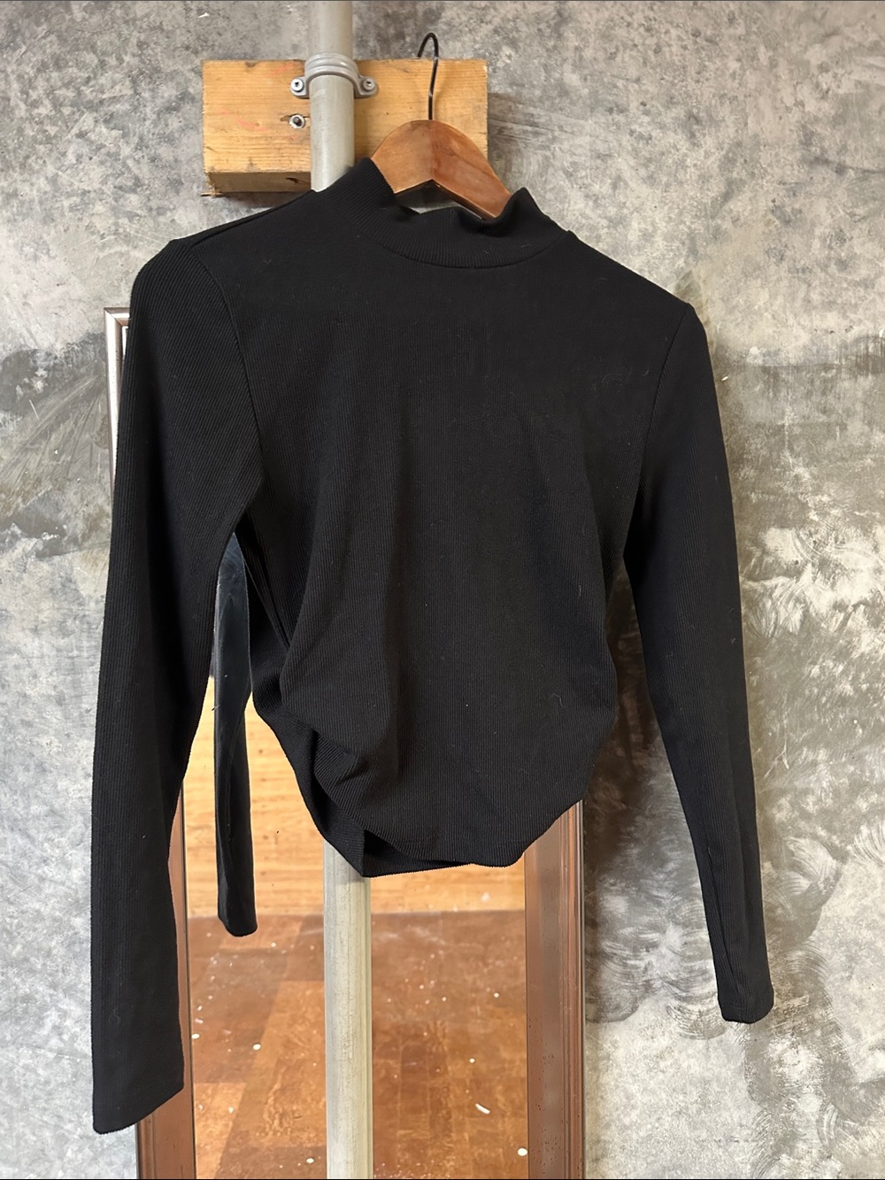 Black Mock Neck Long Sleeve Top